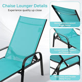 Simple Delxue Folding Chaise Lounge Chair with 5 Reclining Positions, Beach Recliner Chair with Armrests - Photo 6
