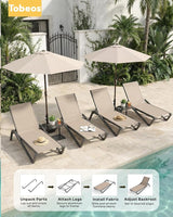 Outdoor Chaise Lounge Chair Set of 30, 5-Position Adjustable Patio Lounge Chair with Aluminum Frame - Photo 5