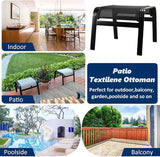 Patio Outdoor Ottoman Assembled Aluminum Footstools Small Seat Side Table Footrest for Balcony, Poolside 2 Set Black - Photo 6
