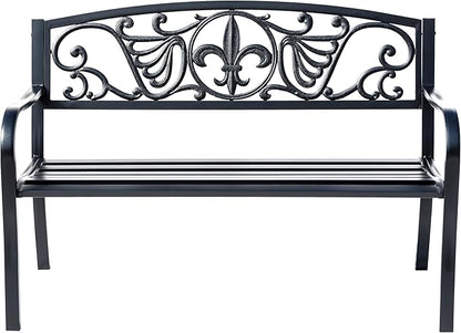 Hi-Line Gift Ltd. Sleek Black - Steel and Cast Iron Garden Bench in Timeless Black