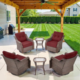 Belord Luxury 6-inch Thick Cushion Patio Furniture Set - Outdoor Swivel Rocker Glider Chairs Set of 4 with Glass Top - Photo 1