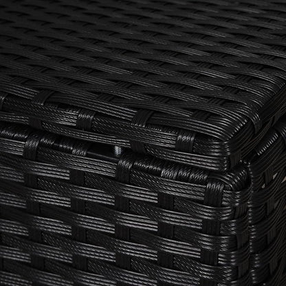 Outsunny 2 Piece 20" Patio Wicker Ottoman with Thick Padded Cushion, Multipurpose Outdoor PE Rattan Footrest, Additional Seating, Side Table, Black, White