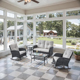 Belord 5 Piece Outdoor Conversation Patio Furniture Set - All-Weather Wicker Patio Rocking Chairs with Loveseat Glider - Photo 1