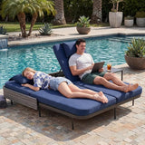 NICESOUL Double Chaise Lounge Outdoor, 51.2" Wide 2-Person Daybed with Independent Recline - Photo 1