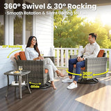 ovios Patio Furniture Set, 7 Pieces Outdoor Wicker Sofa Couch with Swivel Rocking Chairs Glass Table Comfy Cushions - Photo 2