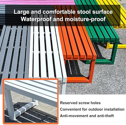 Backless Outdoor Garden Bench, Park Bench with Slatted Seat, All Weather Outdoor Benches, 2-3 Person Seat Front Porch Benches Outdoor, Metal Frame, 880 Lbs Capacity, for Garden, Park(Green,120cm/47in)