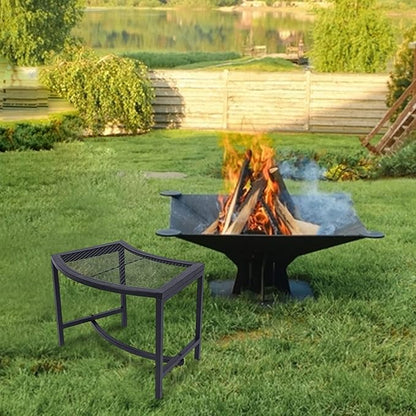 Metal Fire Pit Curved Bench, Backless Powder-Coated Mesh Outdoor Bench, Weatherproof Garden Chair Seating for Firepit Deck Patio Porch Yard, Black, Set of 4