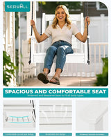 SERWALL HDPE Single Porch Swing Set of 2, Heavy Duty Single Person Swing Chair with 2 Polypropylene Hanging Ropes - Photo 9