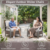 Belord 4 Pieces Wicker Patio Furniture Set Outdoor Patio Chairs with Ottomans All Weather Rattan Outdoor High Back Deep - Photo 7