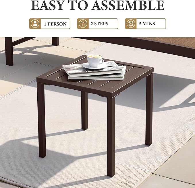 Crestlive Products Aluminum Outdoor Side Table Set of 2, Pool Lounge Chair Side Table - Photo 6