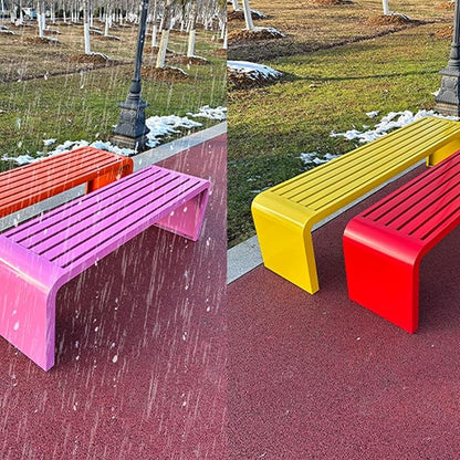 Metal Garden Bench, Weatherproof Backless Patio Benches, Outdoor Park Bench, Front Porch Bench, Pool Deck Bench, Choice of Colours, for Park, Yard, Porch, Lawn(Green,47.2in/120cm)