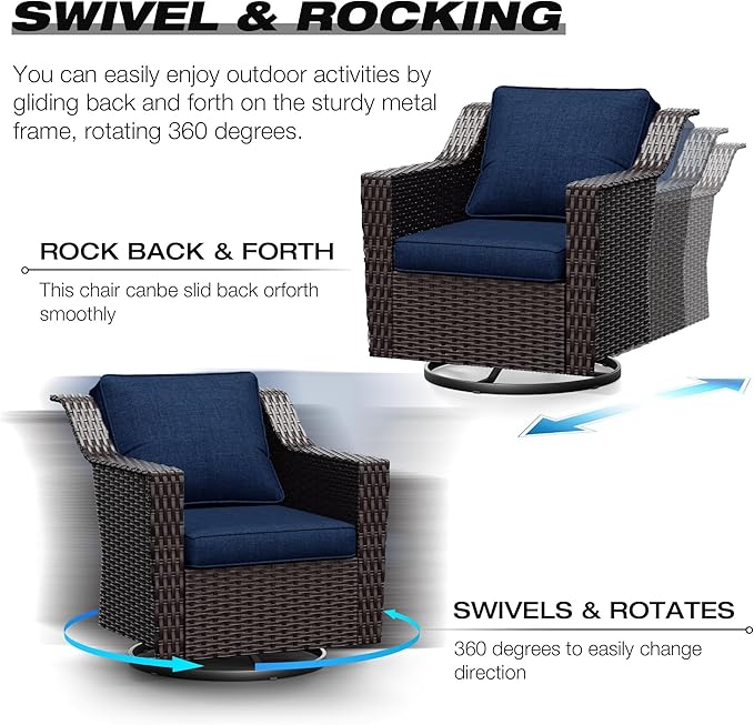 Joyside Wicker Patio Furniture Sets, 7 Pieces Upgraded Large Size Outdoor Furniture with Swivel Rocking Patio Chairs - Photo 3