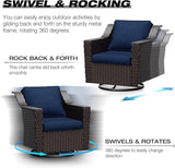 Joyside Wicker Patio Furniture Sets, 10 Pieces Upgraded Large Size Outdoor Furniture with 4 Swivel Rocking Patio Chairs - Photo 3