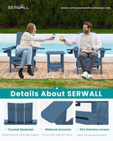 SERWALL Modern Folding Adirondack Chair, All Weather Resistant Outdoor Adirondack Chair with Dual Cup Holders - Photo 5