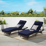 Outdoor Lounge Chairs Set of 2, Wicker Chaise Lounge Chair Pool Chaise Lounge - Photo 1