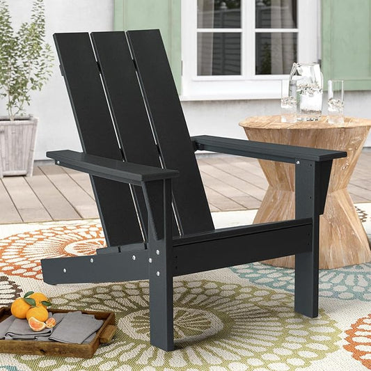 PROHIKER Adirondack Chair, HDPE Patio Chair, All Weather Outdoor Chairs for Lawn Garden Porch Backyard(Black)