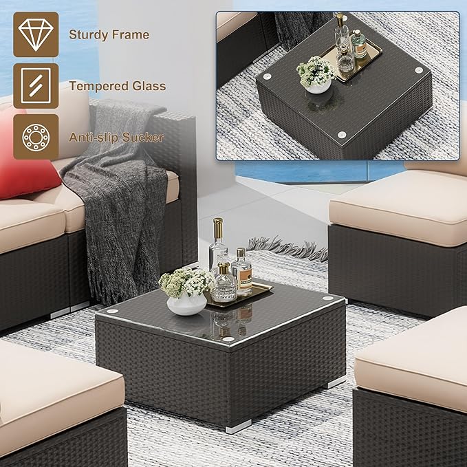 SUNCROWN 7-Piece Outdoor Sectional Sofa Couch - PE Rattan Wicker Modular Patio Furniture Conversation Set with Washable - Photo 5