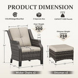 Wicker Patio Furniture Set - 4 Piece Rattan Outdoor Conversation Sets with 2 Wicker Patio Chairs, 2 Ottomans for Garden - Photo 2