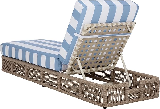 SAFAVIEH Outdoor Patio Furniture Collection - Gillian Heather Tan Rope Daybed, Baby Blue Stripe Cushion - Photo 8