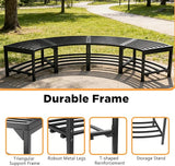 Heavy-Duty Outdoor Metal Benches Set of 4, Backless Curved Fire Pit Seating with Weatherproof, Quick Assembly for Patio - Photo 5