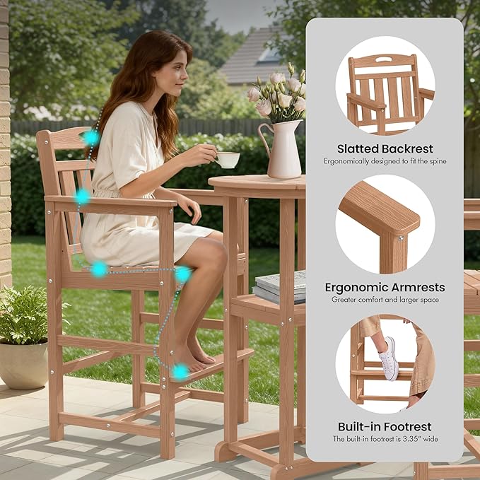 Ciokea 3-Pcs Bistro Table and Chairs - Photo 4