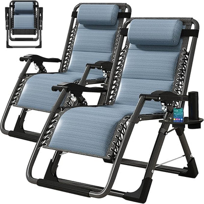MOPHOTO Zero Gravity Chair, Outdoor Padded Lounge Chair with Side Table, Zero Gravity Recliner Chair, Outdoor Reclining Chair, Sturdy & Comfortable, Supports up to 440lbs