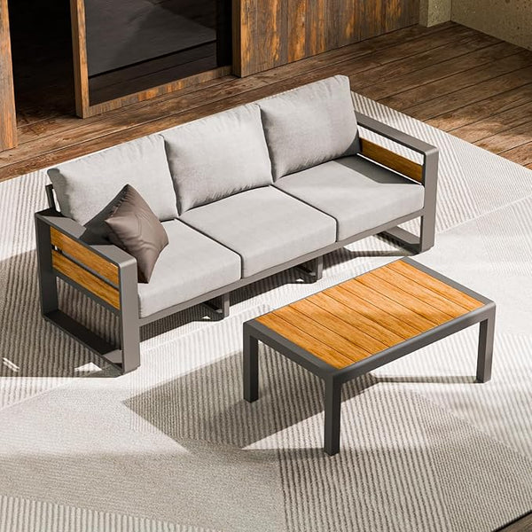 ZANDOR Aluminum Outdoor Patio Furniture - 1 Pcs 3-Seat and Coffee Table - Photo 1