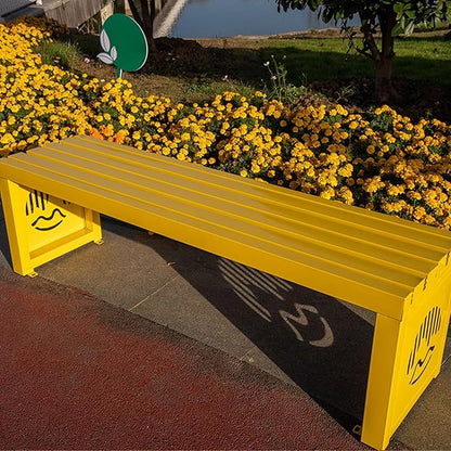 Outdoor Metal Garden Bench, 71in Patio Seat for Lawns & Porches, Heavy-Duty 1102 lb Capacity, Stylish Yellow Park Bench for Yards & Entrances