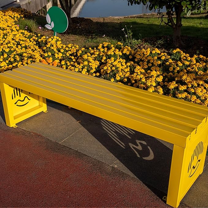 Outdoor Metal Garden Bench, 1102 Lb Capacity, Yellow 47in Patio Seating for Lawns, Yards, Porches & Parks - Durable Outdoor Furniture for Relaxation