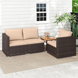 Tangkula 3 Seat Outdoor Wicker Sofa Set, Modular PE Rattan Patio Cushioned Sectional Couch Set - Photo 6