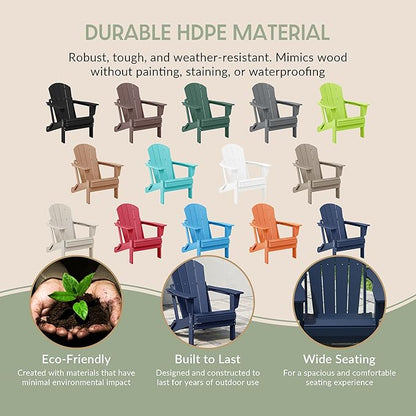 WestinTrends Malibu Malibu Outdoor Folding Poly Adirondack Chair (Set of 8), Navy Blue