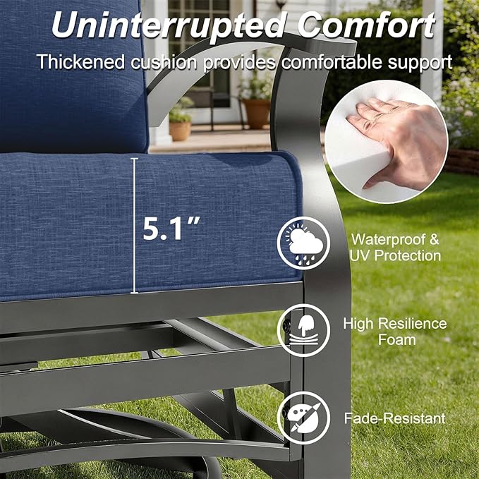 Gotland Aluminum Patio Furniture Set with Fire Pit Table - Photo 4