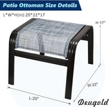 Outdoor Footstools for Patio,Textile Ottomans Metal Dining Footrests Stack Chairs for Lawn,Garden or Porch 2 Set Blue - Photo 3