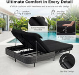 BULEXYARD 51.2" Double Chaise Lounge Outdoor, 2-Person PE Wicker Patio Daybed with Dual 5-Position Adjustable Backrest - Photo 6