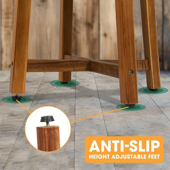 ENKEZI Acacia Adirondack Indoor Outdoor Side Table, Sturdy Patio End Table Weather Resistant - Photo 6
