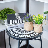 VCUTEKA Mosaic Outdoor Side Table, 14" Round Small Patio Accent Table Indoor End Table for Yard, Garden, Living Room - Photo 2