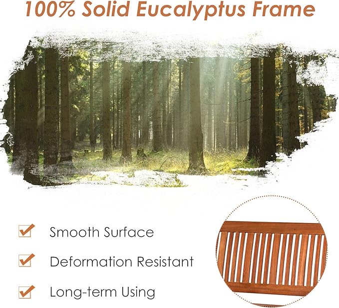 Outdoor Bench, Wooden Bench Outside Bench with Ergonomic Backrests & Curved Armrest, Garden Bench Patio Bench for Outdoors, Park, Porch, Yard & Lawn