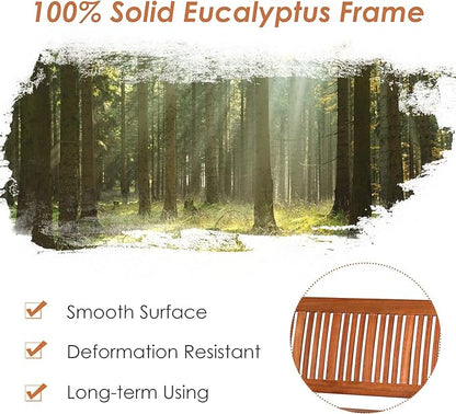 Outdoor Bench, Wooden Bench Outside Bench with Ergonomic Backrests & Curved Armrest, Garden Bench Patio Bench for Outdoors, Park, Porch, Yard & Lawn