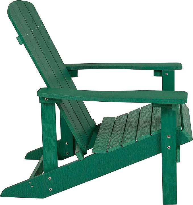 Flash Furniture Charlestown Poly Resin Adirondack Chair - Green - All Weather - Indoor/Outdoor - Set of 2 - Photo 6