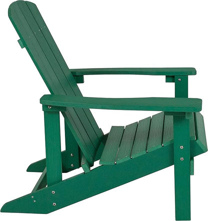 Flash Furniture Charlestown Poly Resin Adirondack Chair - Green - All Weather - Indoor/Outdoor - Set of 2