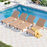 Outdoor Chaise Lounge Set of 4, 5-Position Adjustable Sun Lounge w/Pull-Out Tray - Photo 1