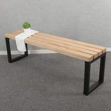 MBQQ Outdoor Soild Wood Bench, 55 inch Patio Picnic Bench - Photo 1