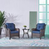 Rilyson Patio Bistro Set Wicker Chairs - 3 Piece Outdoor Rattan Conversation Set with 2 Armrest Chair and 1 Side Table - Photo 6