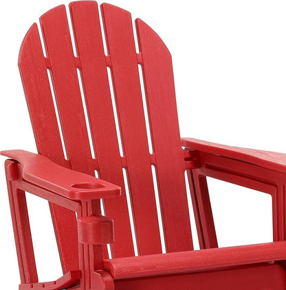 WestinTrends Tool-Free Assembly Outdoor Patio HDPE Plastic Adirondack Chair with Cup Holder, Red