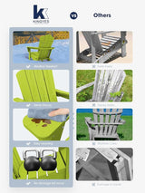 KINGYES Folding Adirondack Chair Set of 8, HDPE All-Weather Folding Adirondack Chair, Apple - Photo 6