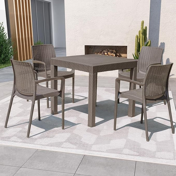 DIMAR GARDEN 5 Piece Patio Dinning Chairs Set, 31.5" Square Table with Umbrella Hole - Photo 1