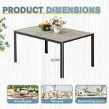Rankok 35" x 59" Outdoor Dining Table for 6 Rectangular Patio Table with Rust Proof Metal Frame Large Outside Table for - Photo 6