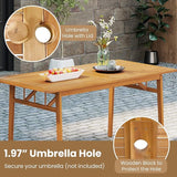 Tangkula 63-Inch Acacia Wood Outdoor Dining Table for 6, Large Rectangular Patio Dining Table with 1.97" Umbrella Hole - Photo 5