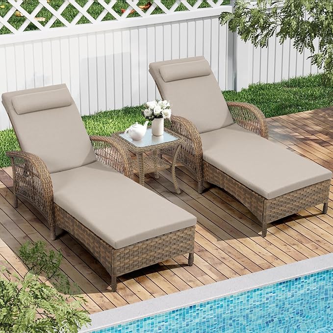 3 Piece Patio Chaise Lounge Set - Photo 1