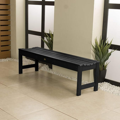 highwood Lehigh Picnic Garden Bench, 5 feet, Black